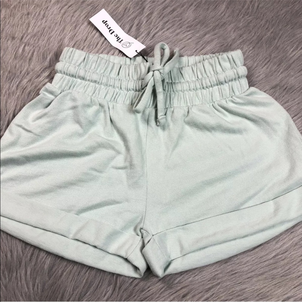 The Drop Cotton Drawstring Cuffed Mint Shorts XXS